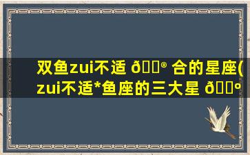 双鱼zui
不适 💮 合的星座(zui
不适*
鱼座的三大星 🌺 座)